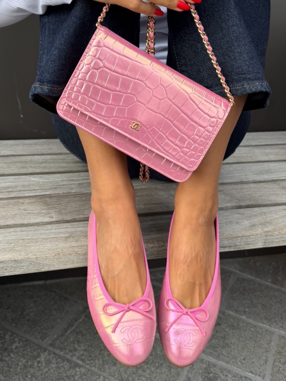 ‏  Chanel 26k Pink Ballet Flats